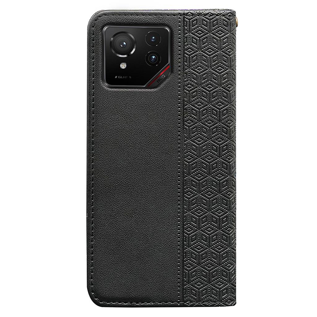 For Asus ROG Phone 9 5G Wallet Phone Case Strong Magnetic Checkered Pattern Imprint Leather Flip Cover