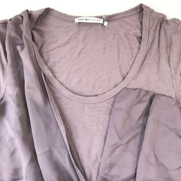 SEE BY CHLO / Long Sleeve Tight Dress / Knee-Length Skirt [Women’s 4 / M / Pink] Rayon Fabric(USED)