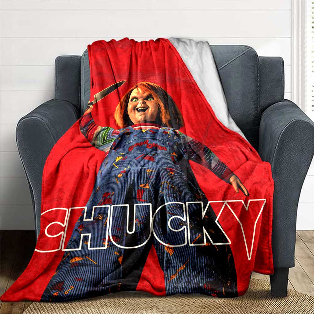 Horror Doll Scissors Blanket Soft Warm Cozy Throw For Picnics Sofa Couch Office Bed Picnics Playful Design Best Holiday Gift for Friends Y9