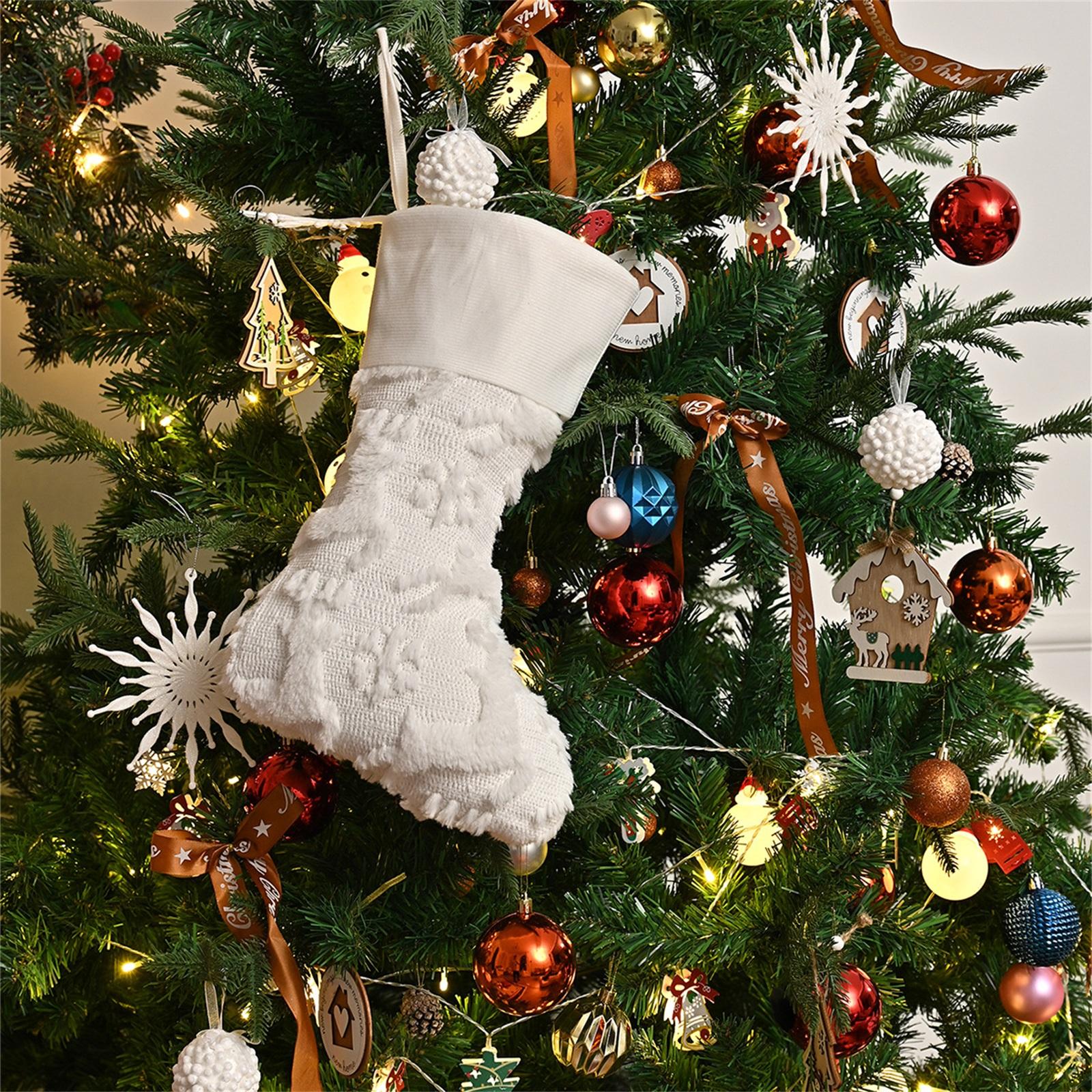 

Популярные пятизвездочные рождественские чулки, Рождественские чулки, Европейские и американские рождественские декоративные чулки, Вышитые плюшевые чулки One Size