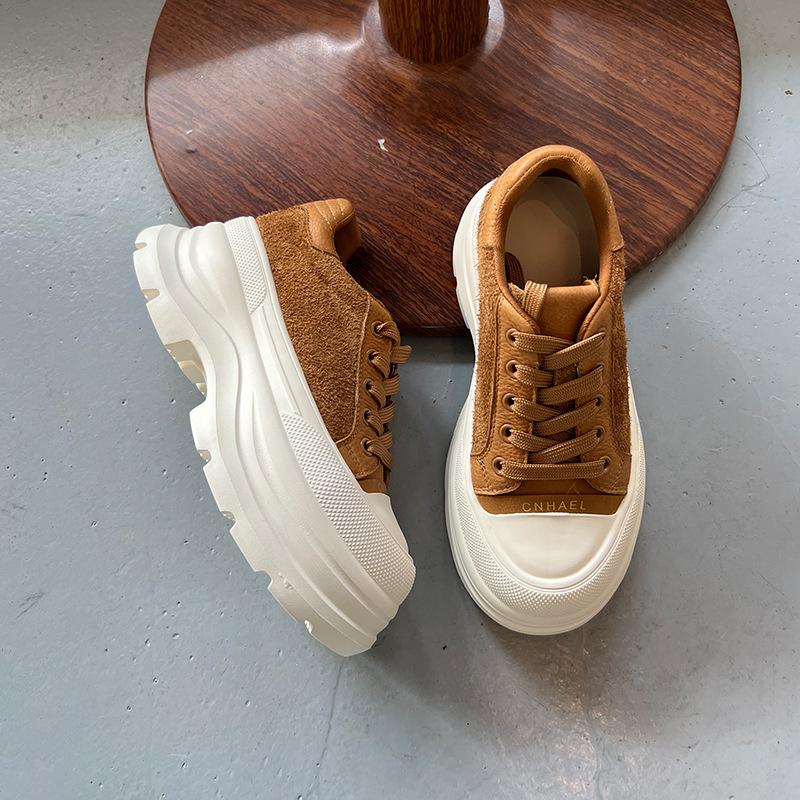 The First Layer of Cowhide Foam Sole Little White Shoes Women's 2025 Autumn New Thick Baseplate Shoes Wula Pigskin Insoles Women's Shoes