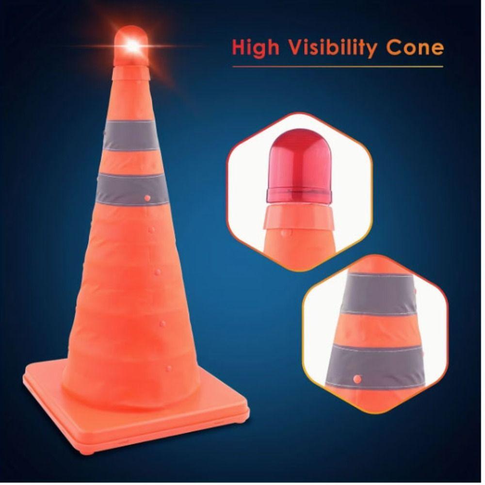 Reflective Stripes Road Cone Barricades Foldable Design Telescopic Folding Cone  Traffic Safety