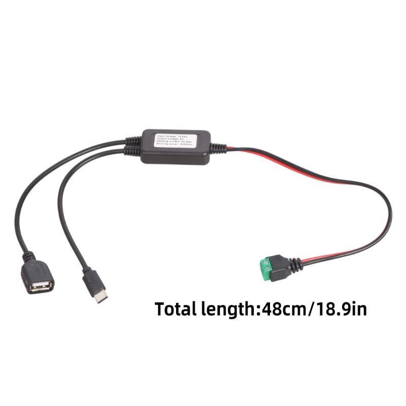 Modul konvertoru 12V/24V na 5V Napájecí adaptér Kabel 2pinový Bezsvařovací svorka k USB/Type C Step-down nabíjecí kabel