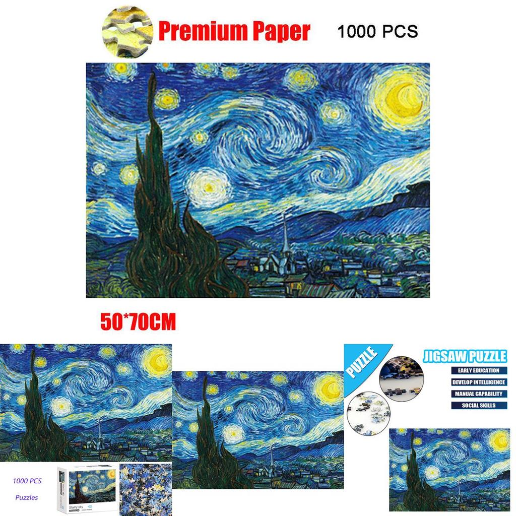 Quebra-Cabeças de 1000 Peças Para Adultos e Crianças Apresentando o Design A Noite Estrelada