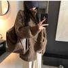 Korean Style Gray Soft Waxy Turtleneck Cardigan Sweater Jacket for Women Autumn and Winter Outer Wear Lazy Style Loose Mid-length Sweater
