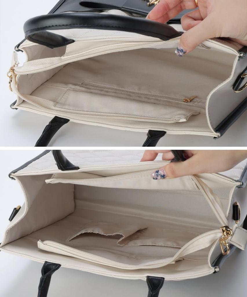 Black Tote Bag for Large Synthetic Tote Shoulder Large Shoulder Houndstooth [SecretDoor] Women, Capacity, A4, Leather, Gusseted, Handbag, Bag, Bag,