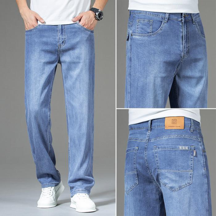 Tensi Thin and Soft Men's Jeans Loose Business Straight Summer Trousers