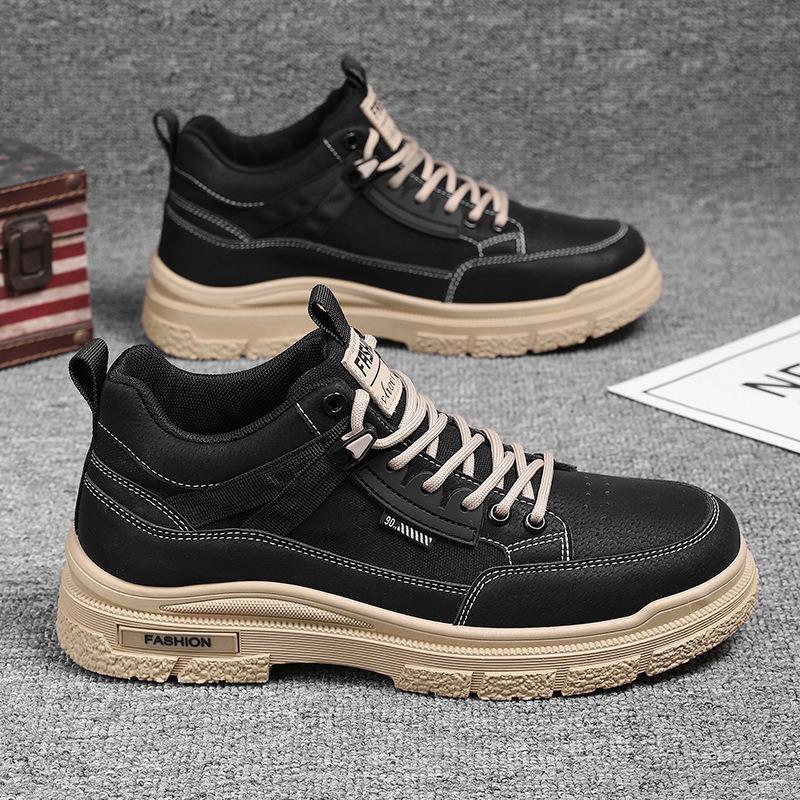 New Autumn Workwear Style Martin Boots, Casual Sports Work Footwear, Waterproof Thick-soled Wear-resistant High-top Fleece-lined Boots