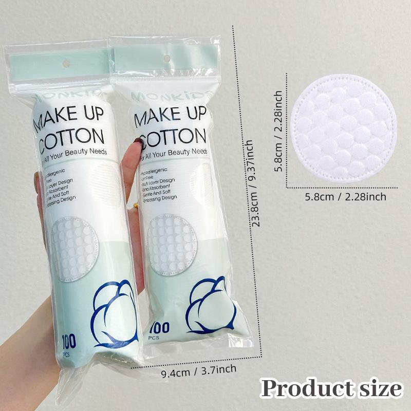 Large Pearl Texture Cotton Pads 100pcs Double Sided Round Soft for Makeup Remover Face Cleansing