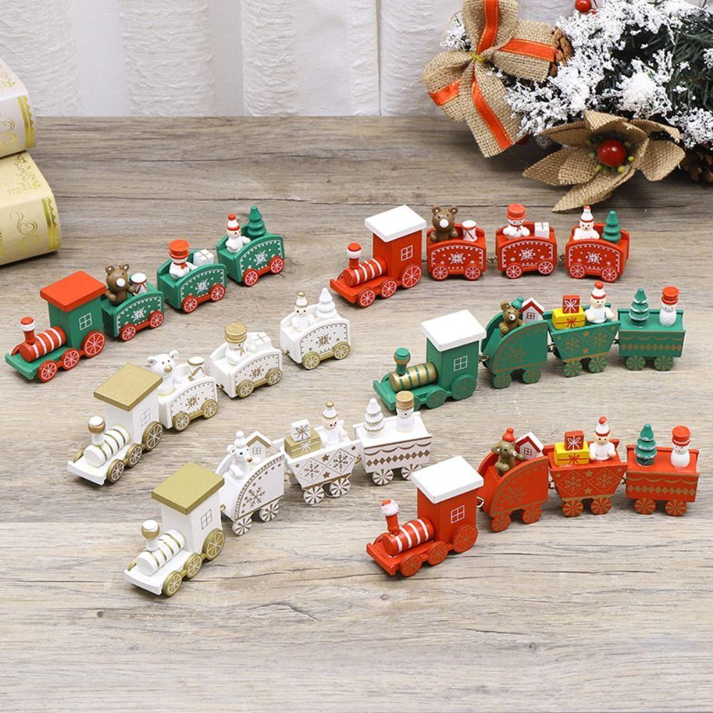 Christmas Wooden Handicrafts Wooden Christmas Decorations New Yea Christmas Wooden Train Home