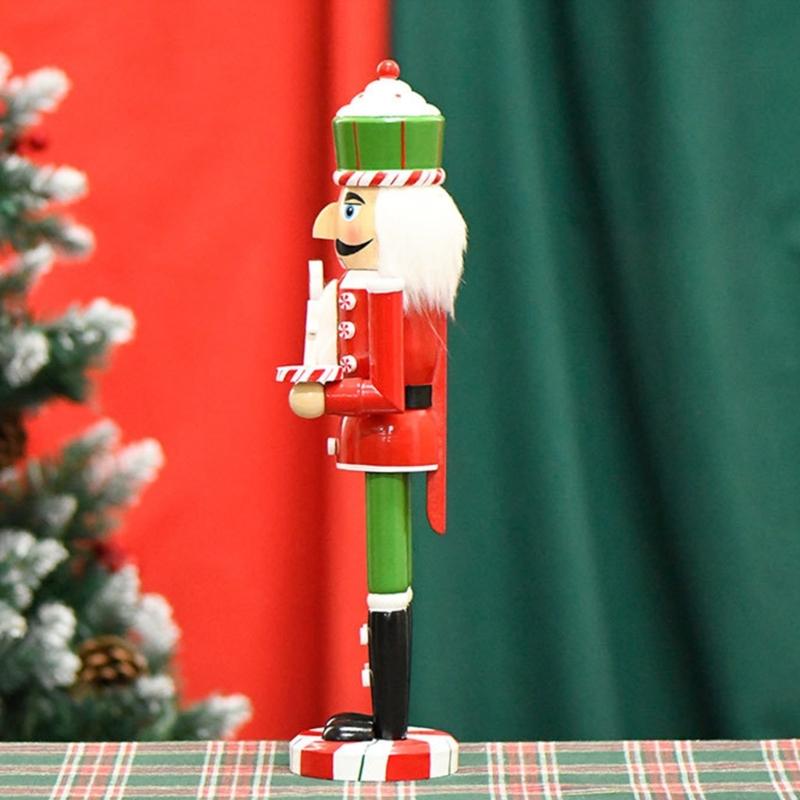 Classical Wood Candy Cookie Nutcrackers Soldier 38cm Holiday Decorative Figurine for Mantle Table Centerpieces Decors