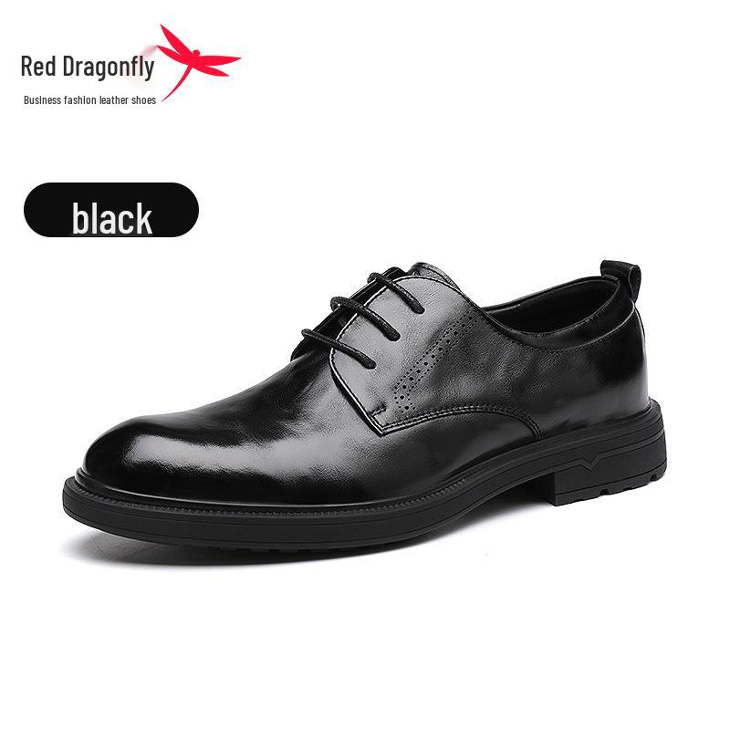 Red Dragonfly Men s Genuine Leather Formal Casual Shoes with Hand-Grabbed Texture. 40 чёрный
