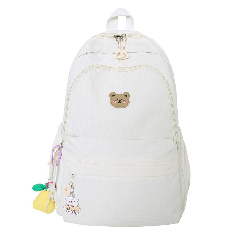 Solid Color Schoolbag Female Junior High School Student Campus Backpack Travel Backpack