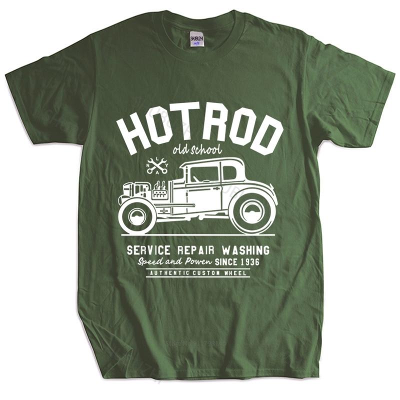 Mens summer cotton tshirt loose tops HOTROD T SHIRT OLS SCHOOL SERVICE REPAIRS WASHING VINTAGE unisex tee-shirt women top tees