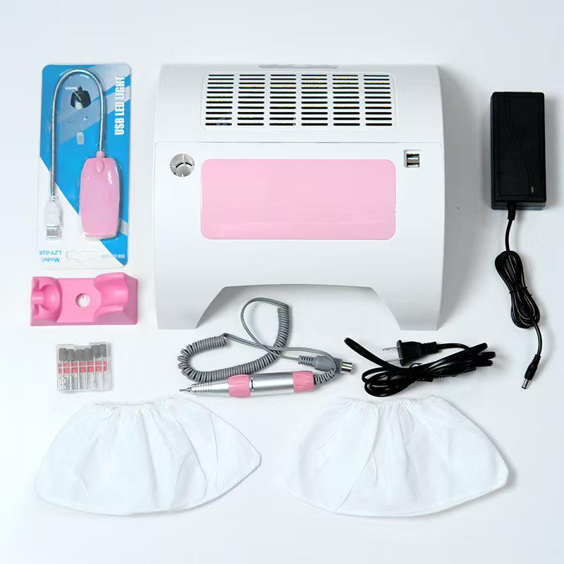 Multifunctional Nail Machine: Dust Collector, Grinder, USB Light, Hand Rest, Nail Art & Removal Tool
