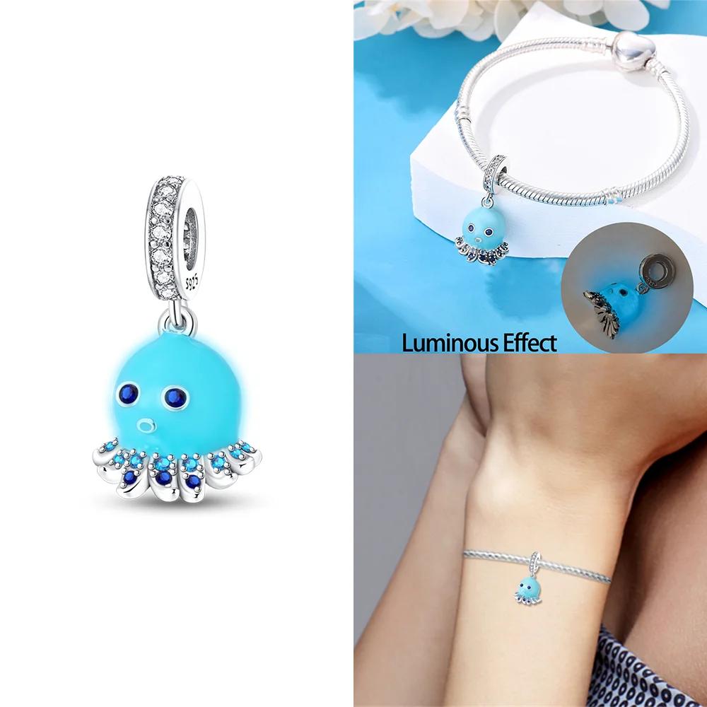 Copper Ocean World Series Sea Blue Turtle Starfish Crab Octopus Charms Bead Fit Bracelet Diy Jewelry Gift