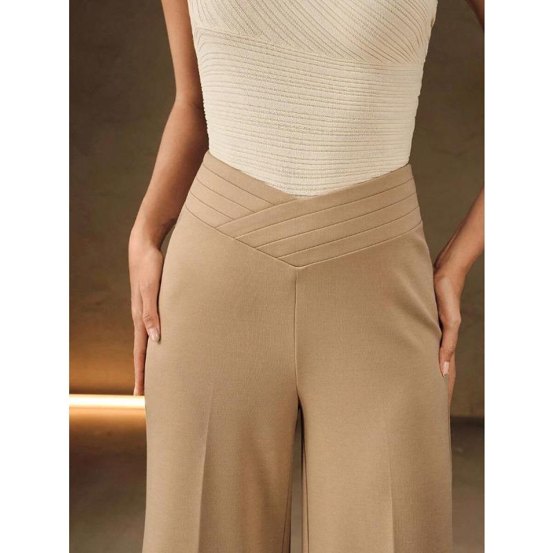 Pantalones Casuales Largos Acampanados Lisos de Cintura Alta Adelgazantes para Levantar Glúteos