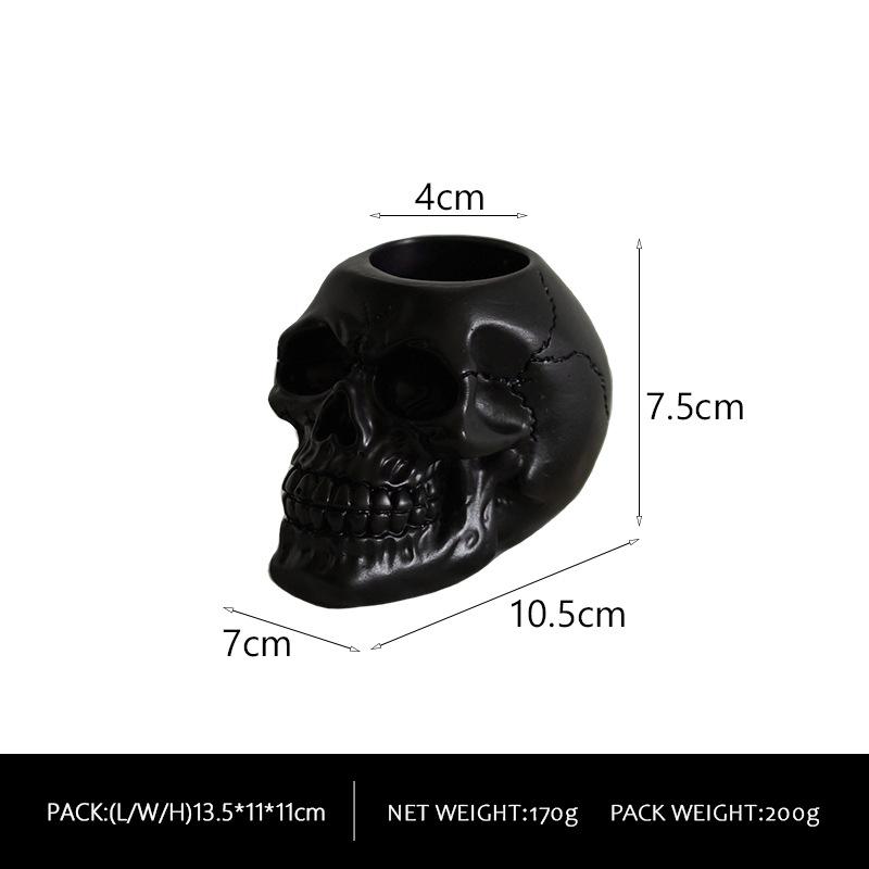 

Skull Candle Holder Ornament Atmosphere Decoration Script Killing Props Halloween Home Resin Crafts black
