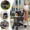 Foldable 3-in-1 Dog Cat Stroller, Pet Stroller with 360° Wheels, Storage Basket, Mesh Window, Cup Holder