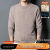 Men's 2025 Autumn/Winter Pure Wool Round Neck Sweater - Solid Color Knit
