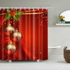 Merry Christmas Shower Curtains New Year Santa Bathroom Decor Bath Curtain Cartoon Snowman Elk Bath Bathroom Curtains