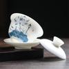 MULTIPOTENT Blue Lotus Hand-Painted Porcelain Gaiwan Tea Set
