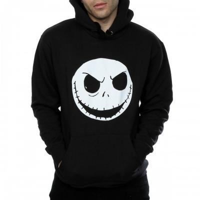 Jack Skellington Face Baumwoll-Kapuzenpullover für Herren