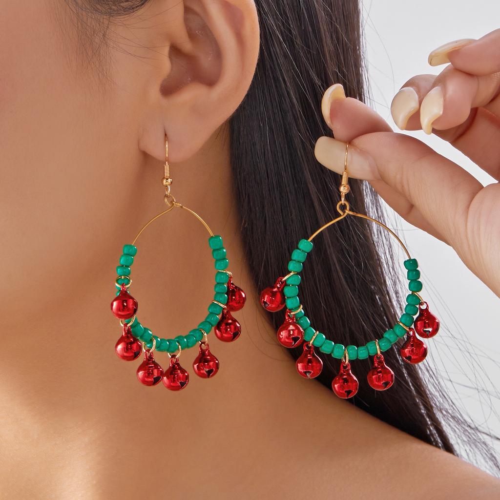 New Trendy Asymmetric Christmas Earrings Creative Design Christmas Tree Snowflake Bells Drop Earrings Xmas Holiday Jewelry Gifts