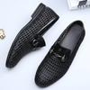 Summer men's shoes hollow breathable foot casual leather shoes men's one-pedal trendy versatile hand-woven loafers