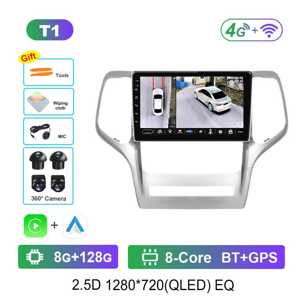 Bluetooth WiFi GPS Navigation Android System for Jeep Grand Cherokee 2008 - 2013 QLED Screen Car Radio Multimedia Player 4G
