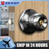 Home  Armored Door Handle With Lock For Room Accessories Stainless Steel Knobs Safety Round Entrance Bedrooms Doorknob Articles