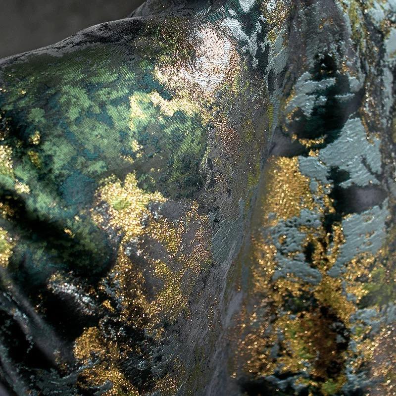 Vintage Moss Green Gilding Double Sided Jacquard Textured Fabric Creative Dress Jacket Clothing Designer Fabric Background Cloth