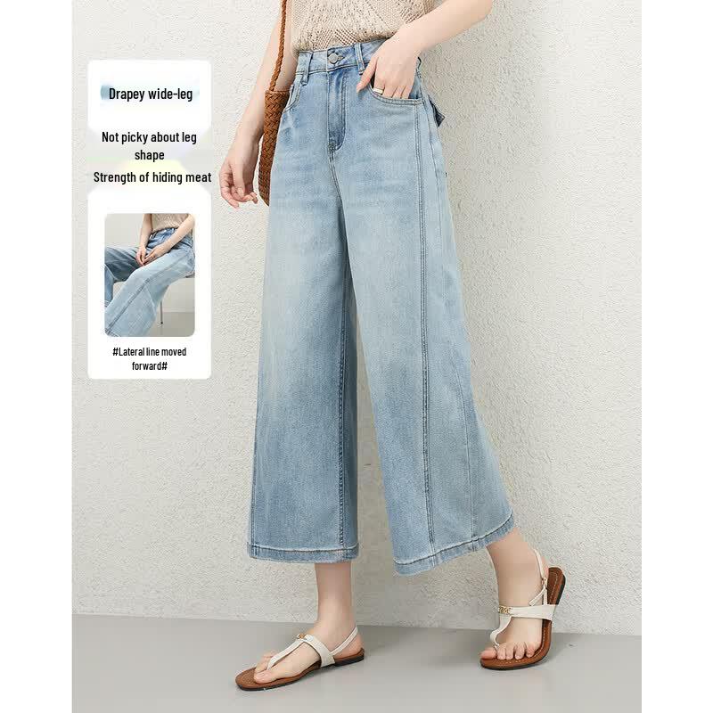 TERRE BLEUE Women s High-Waisted Cropped Jeans M