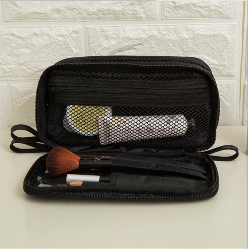 Black Mini Make Up Bag For Female Designer Travel Storage Bag For Daily Doule Zipper Small Cosmetic Bags