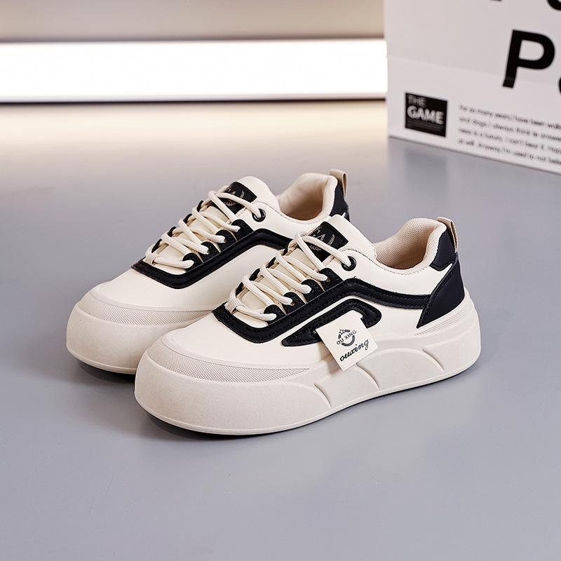Leather surface little white sports shoes women's spring 2025 new soft-soled non-slip thick-soled casual shoes board shoes women GT8802