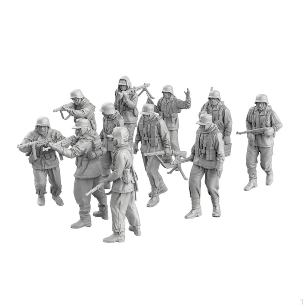 11 Pieces 1/64 Scale German Models Unpainted 3 cm/1.2 inch Resin Unique Collectible Dioramas for
