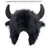 Furry Bull Hat Headwear with Cartoon Horns Halloween Gift Warm Soft Hat
