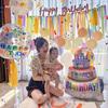 One-Year-Old Birthday Party Balloon and Photo Background Decor
