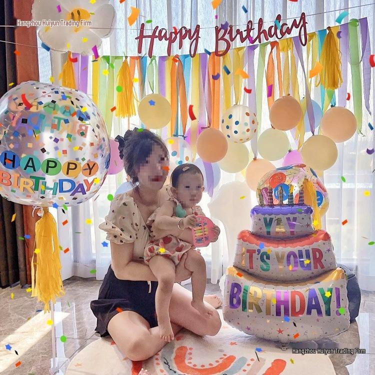 One-Year-Old Birthday Party Balloon and Photo Background Decor