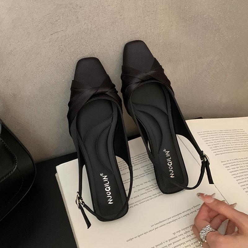 

Мода 2025 Новая Мода Шелковые Женские Балетки Сандалии Обувь Весна Лето Женские Шлепанцы Обувь Сандалии На Низком Каблуке Обувь Для Дам 36 чёрный