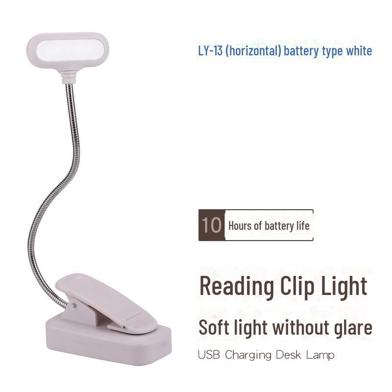 LED Desk Lamp with USB Charging, Eye Protection for Students, Bedside Dormitory Clip-On Reading Light with Adjustable Hose