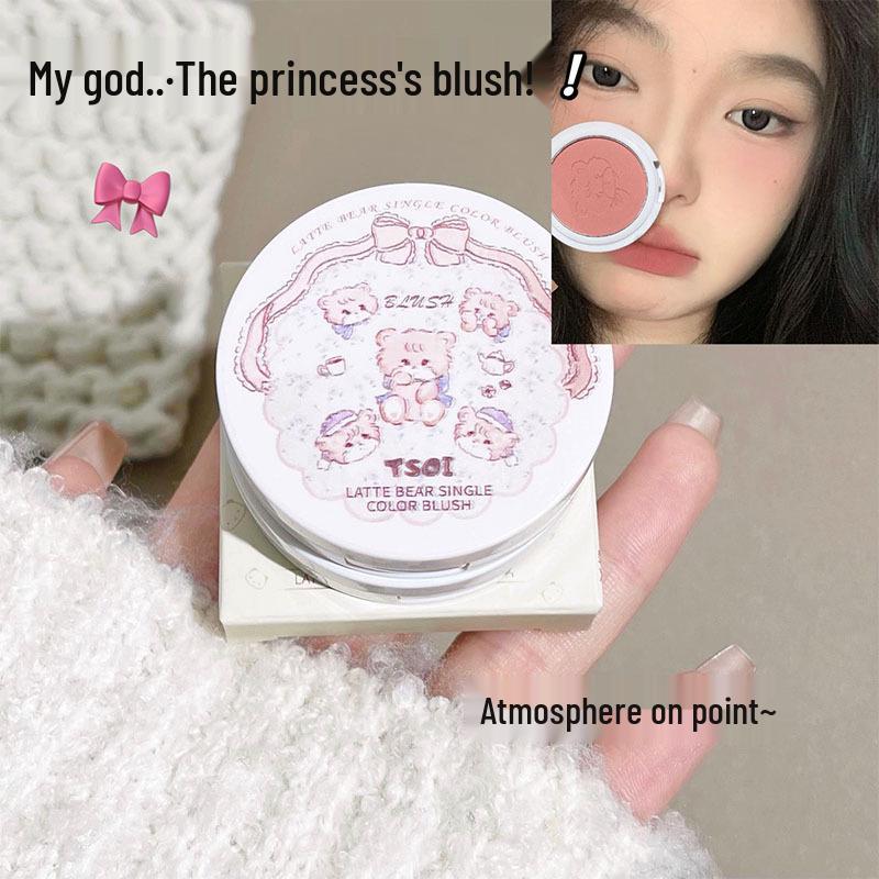 

TSOI Latte Bear Blush: Natural Nude Contour & Highlight Powder for Women - Low Saturation, Soft Tint Blush