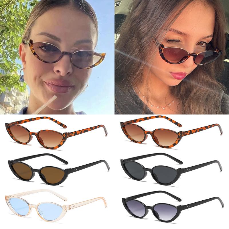 

6set Trendy Small Oval Sunglasses Women Cat Eye Half Frame Design Sun Glasses Outdoor Sports Luxury Brand UV400 Shades Eyewear