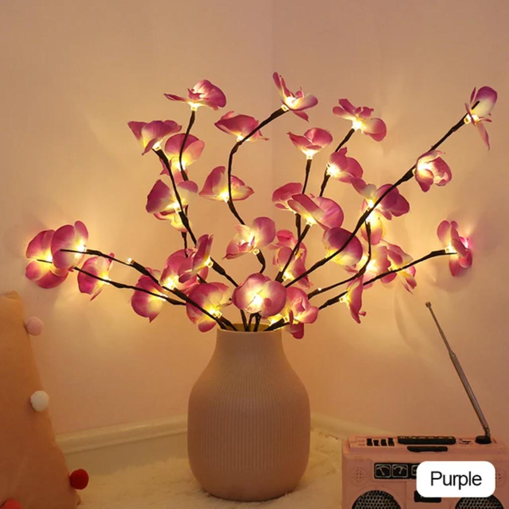 New Simulated  Orchid Flower Branch Light Strip Vase Filler 20 LEDs String Light Christmas Fairy Light  Lighting Decor