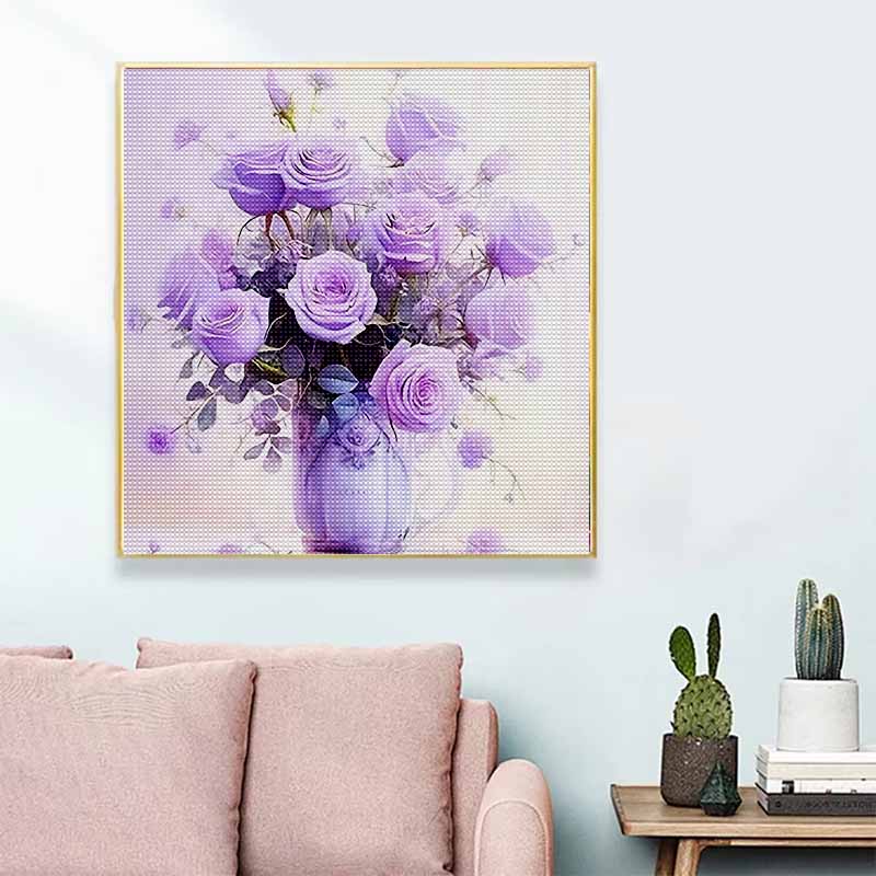 New Arrival 5D DIY Full Circle Diamond Painting "Purple Flower" Embroidery Cross Stitch Home Decor Gift