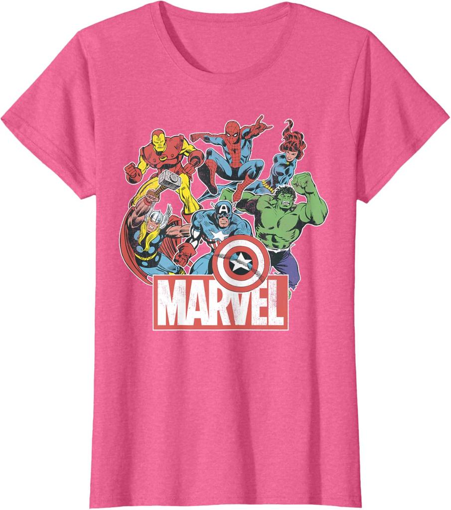 2026 Marvel Avengers Team Retro Comic Vintage Graphic TShirt Small Superhero Shortsleeved Casual Tshirt Breathable Unisex Top