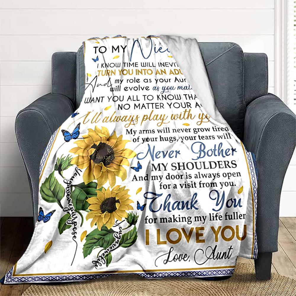 1pc Niece Aunt Love Quotes Blanket - Perfect Gift for Birthdays, Christmas & Halloween- Soft, Warm & Versatile Yy250909166