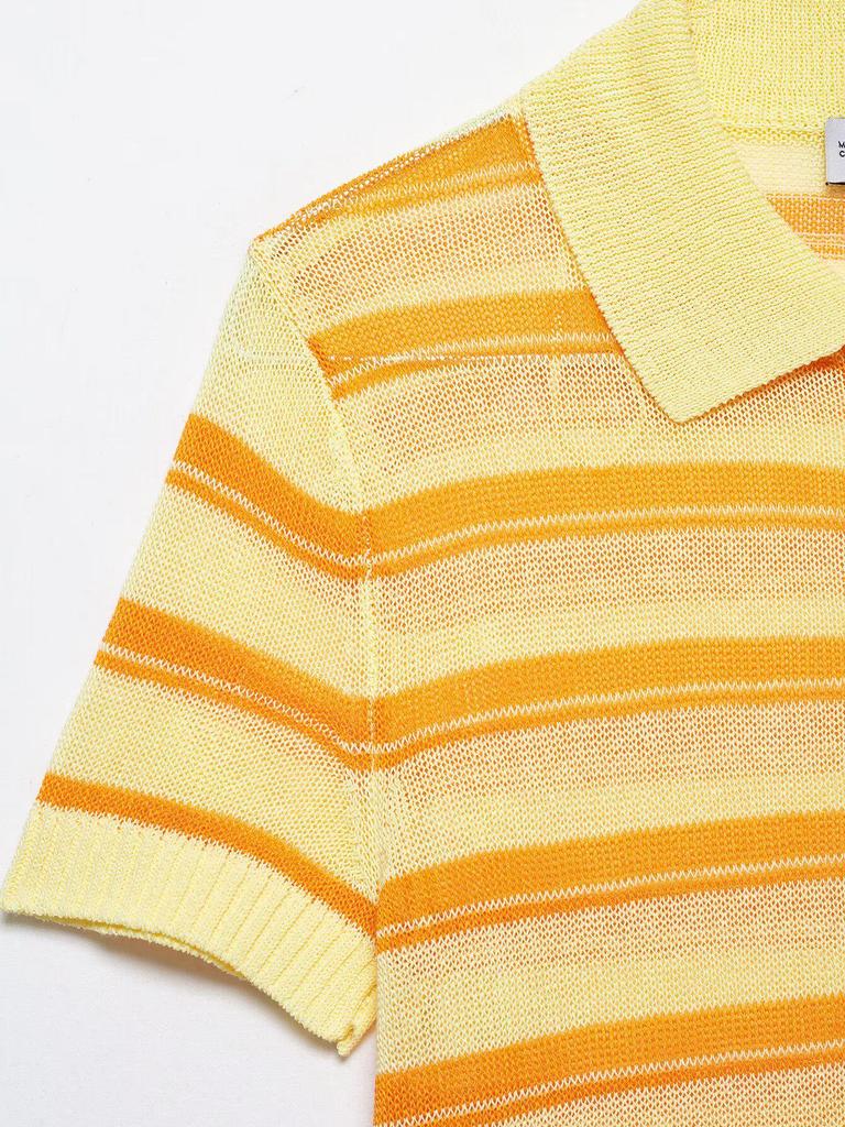2026 Summer Yellow Striped Short-Sleeved Women's Knitwear