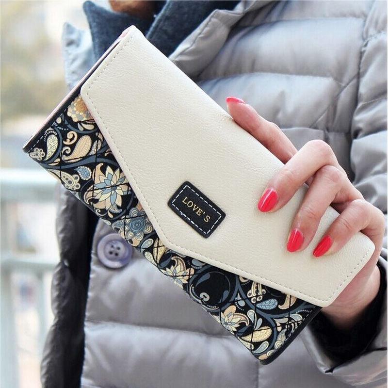 Damen-Geldbörse mit Umschlag, Leder, großes Fassungsvermögen, Kartenhalter, Damen, lange Clutch-Geldbörse, Geldbeutel