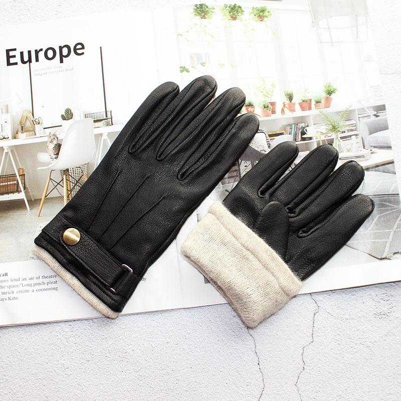 

Мотоциклетные перчатки из оленьей кожи, мужские кожаные, тонкие, с шерстяной подкладкой, новые бархатные, зимние теплые перчатки для вождения автомобиля Arch 11